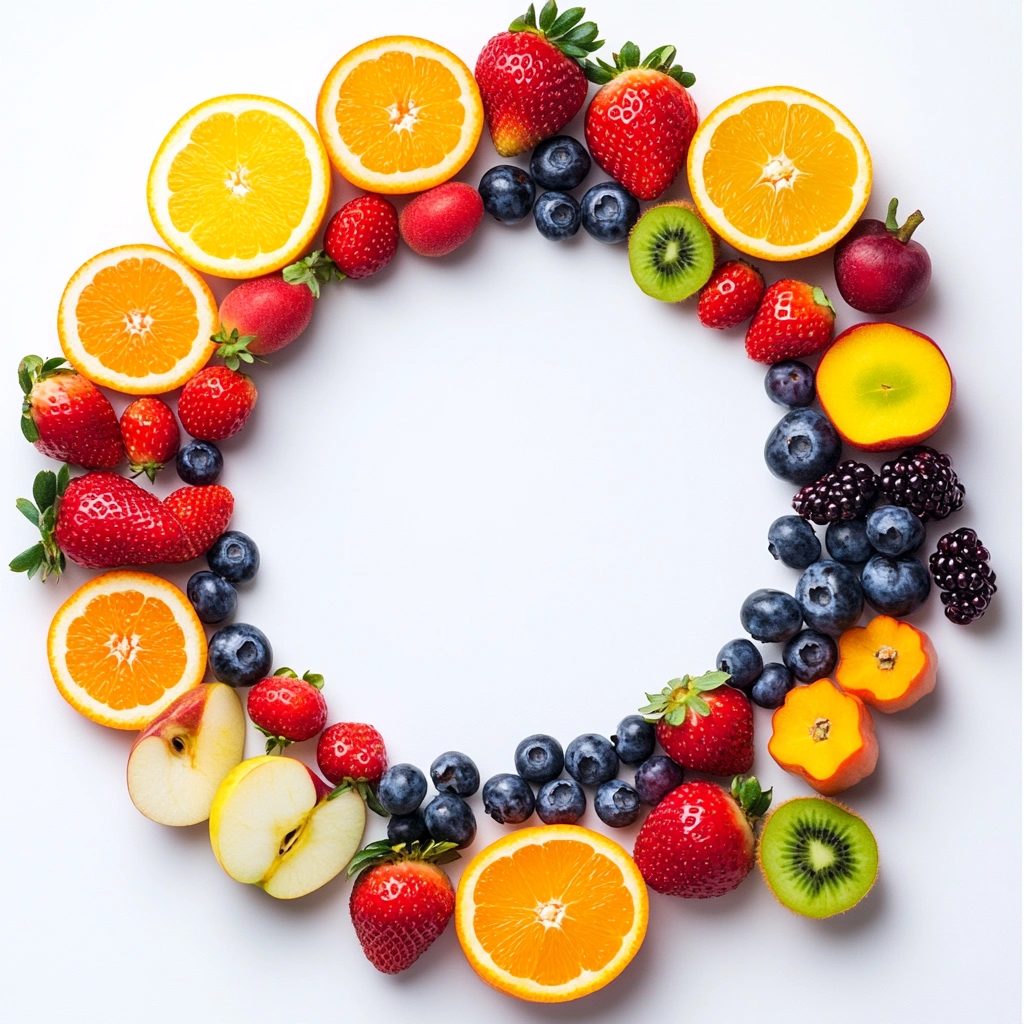 Кругова композиція зі свіжих фруктів та ягід