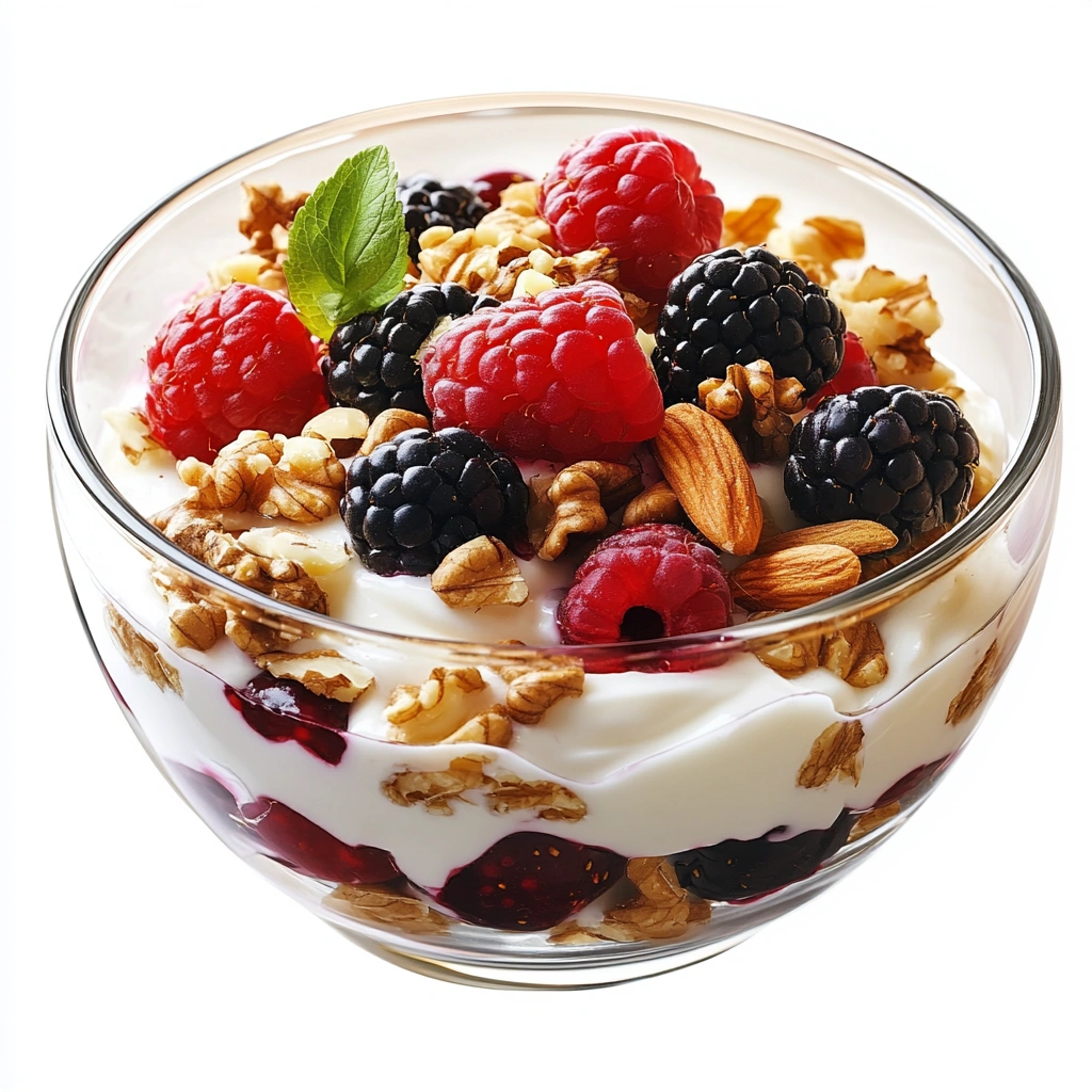 Грецький йогурт з ягодами та горіхами